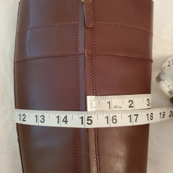 ⭐️SALE⭐️ NEW WITH TAG! TORY BURCH Everly Riding Boots Calf Leather Dark Almond - Picture 11 of 13